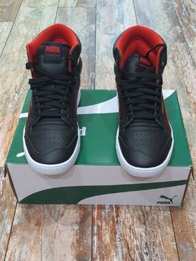 Puma Black Sneakers with Red Liner and White Soles